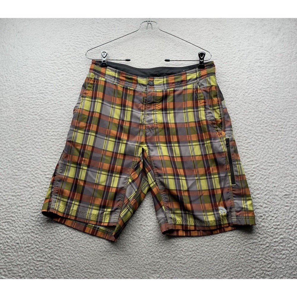 The North Face‎ Board Shorts Mens 30x10 Plaid Orange Yellow Unlined Bathing Suit